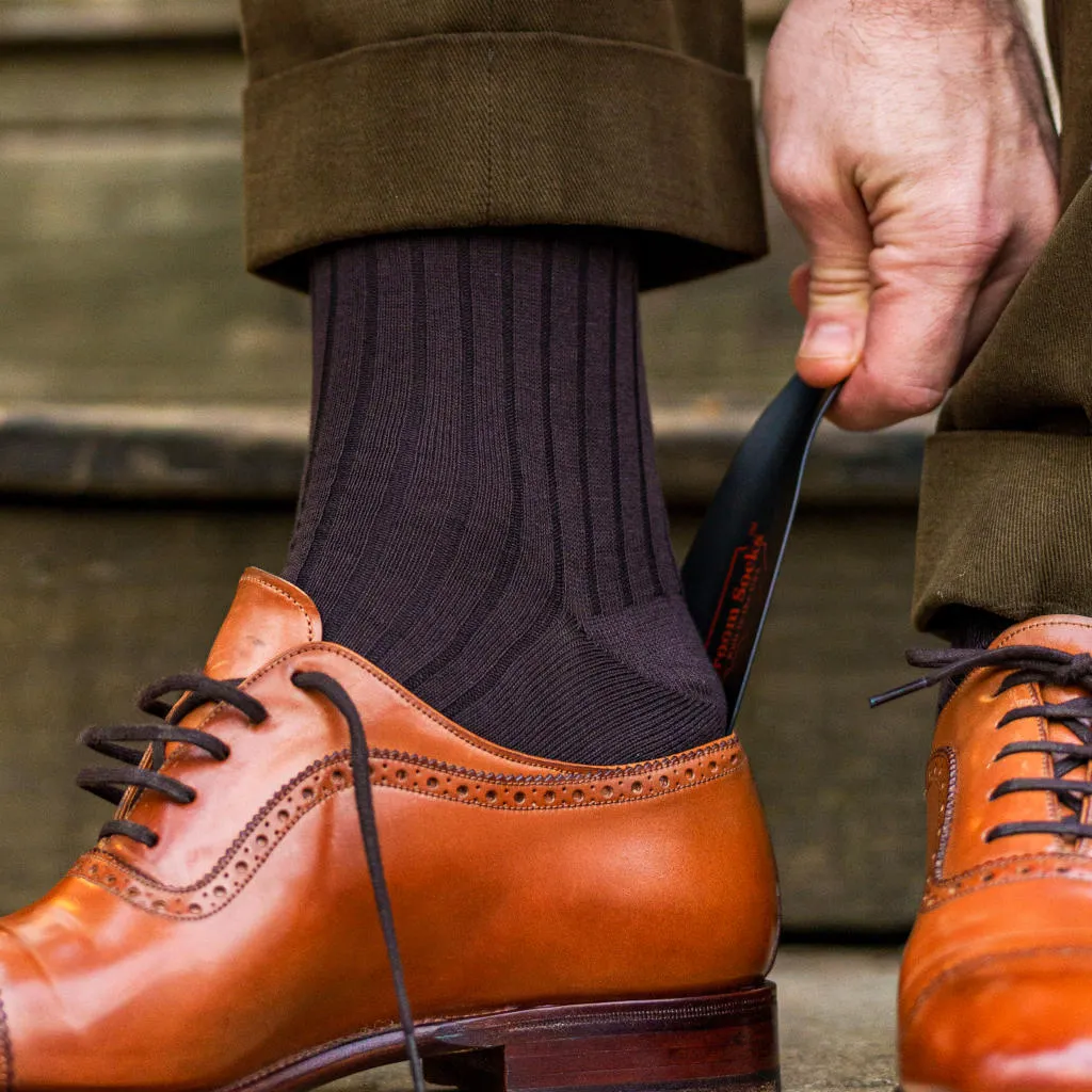 Brown Cotton Mid Calf Dress Socks sold by Boardroom Socks product image thumbnail 2