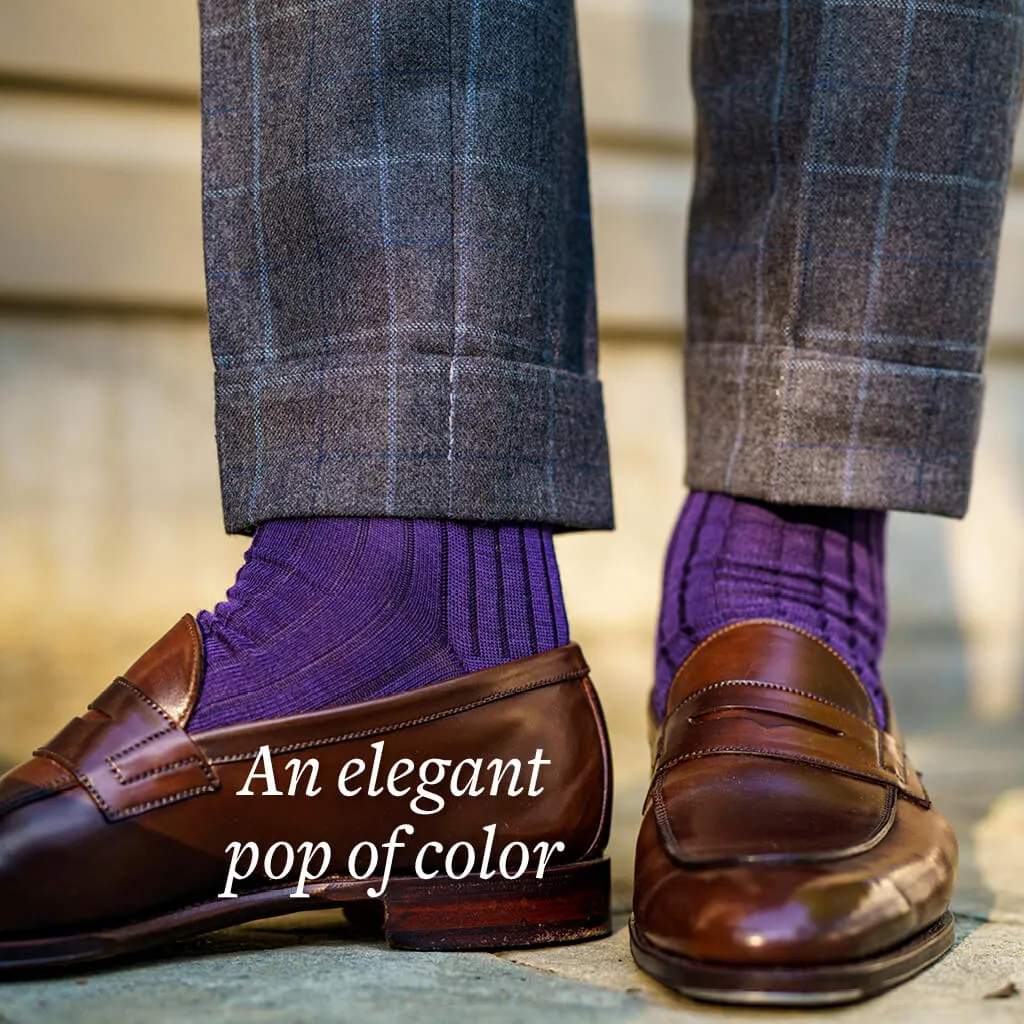 Purple Merino Wool Over the Calf Dress Socks sold by Boardroom Socks product image thumbnail 5