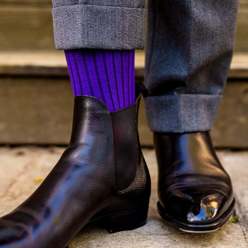 Purple Merino Wool Over the Calf Dress Socks sold by Boardroom Socks product image thumbnail 2