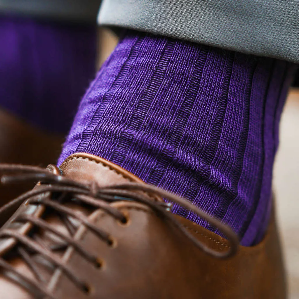 Purple Merino Wool Over the Calf Dress Socks sold by Boardroom Socks product image thumbnail 3