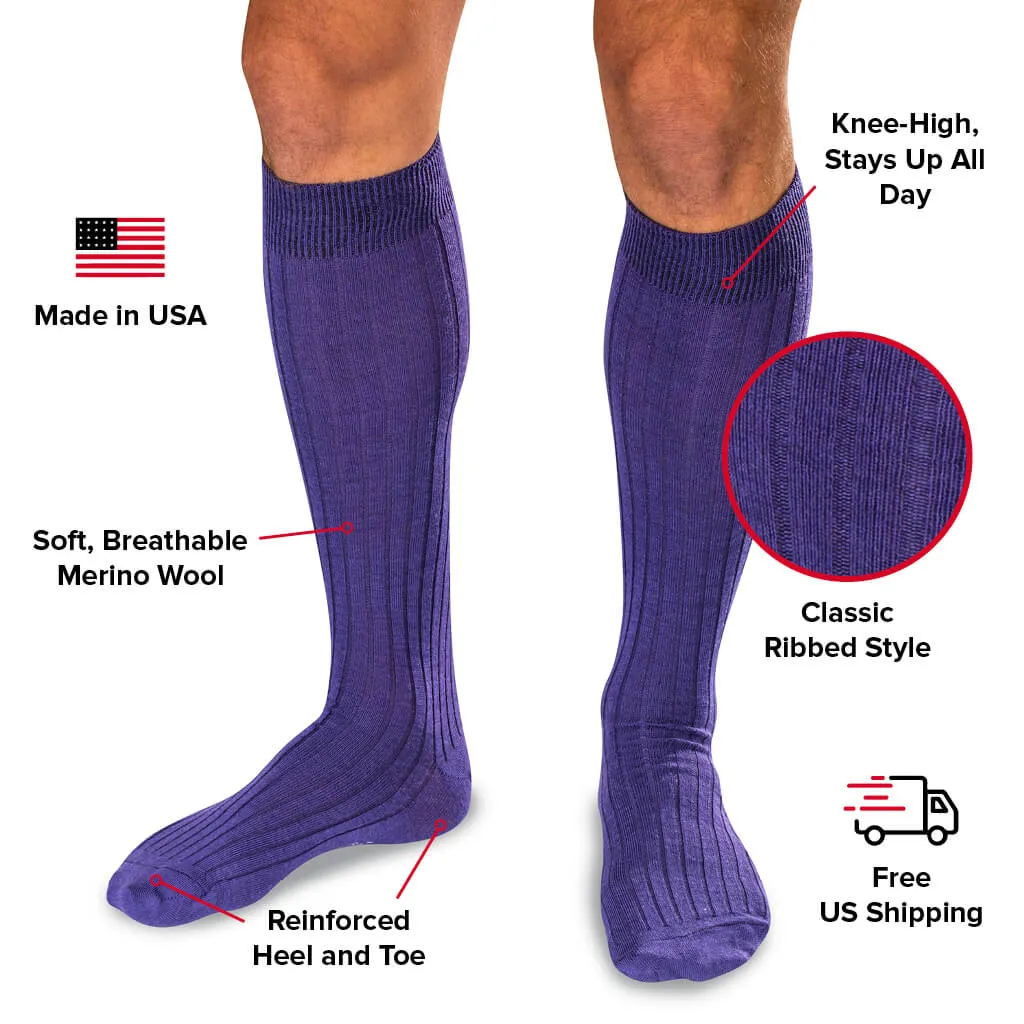 Purple Merino Wool Over the Calf Dress Socks sold by Boardroom Socks product image thumbnail 4