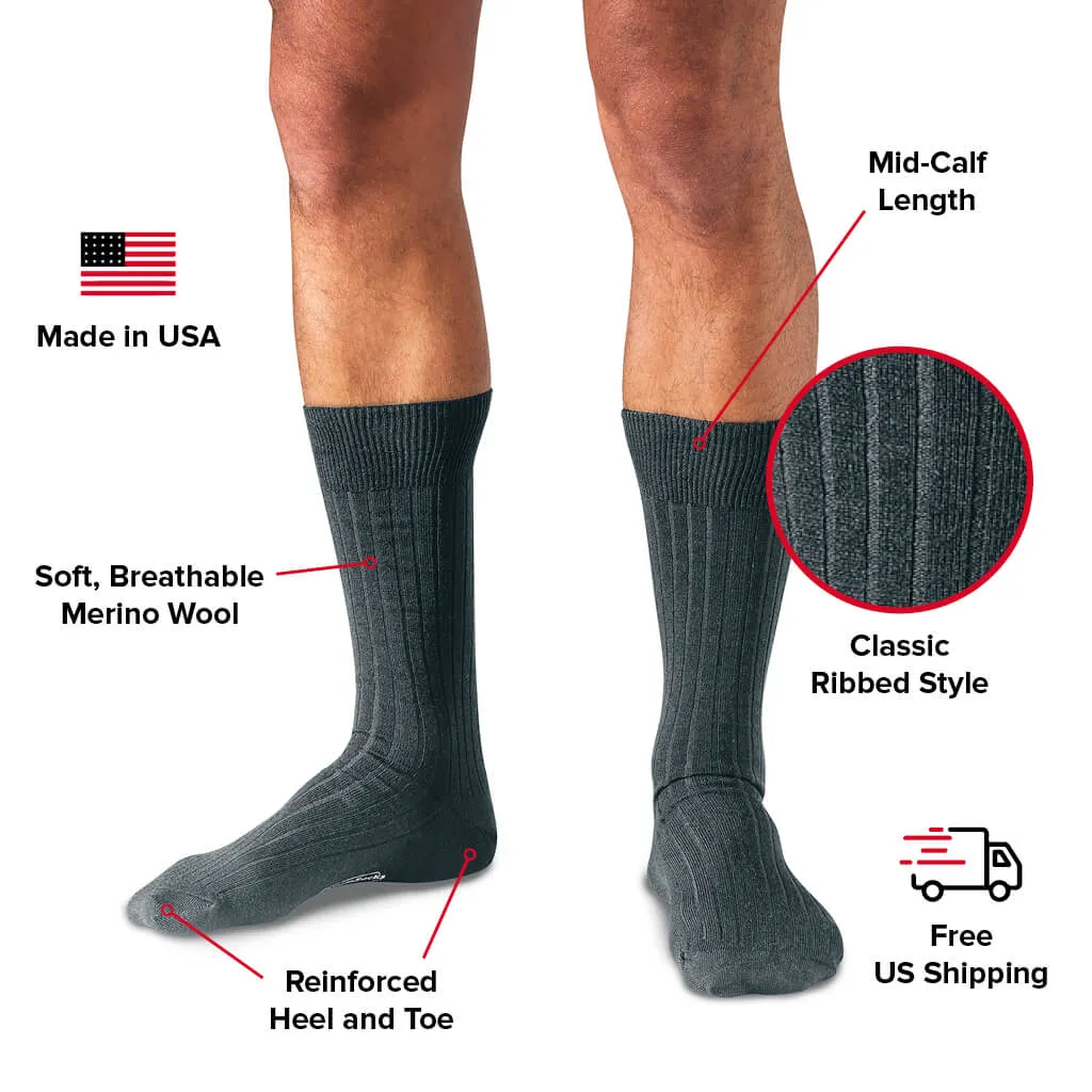 Grey Heather Merino Wool Mid Calf Dress Socks sold by Boardroom Socks product image thumbnail 3