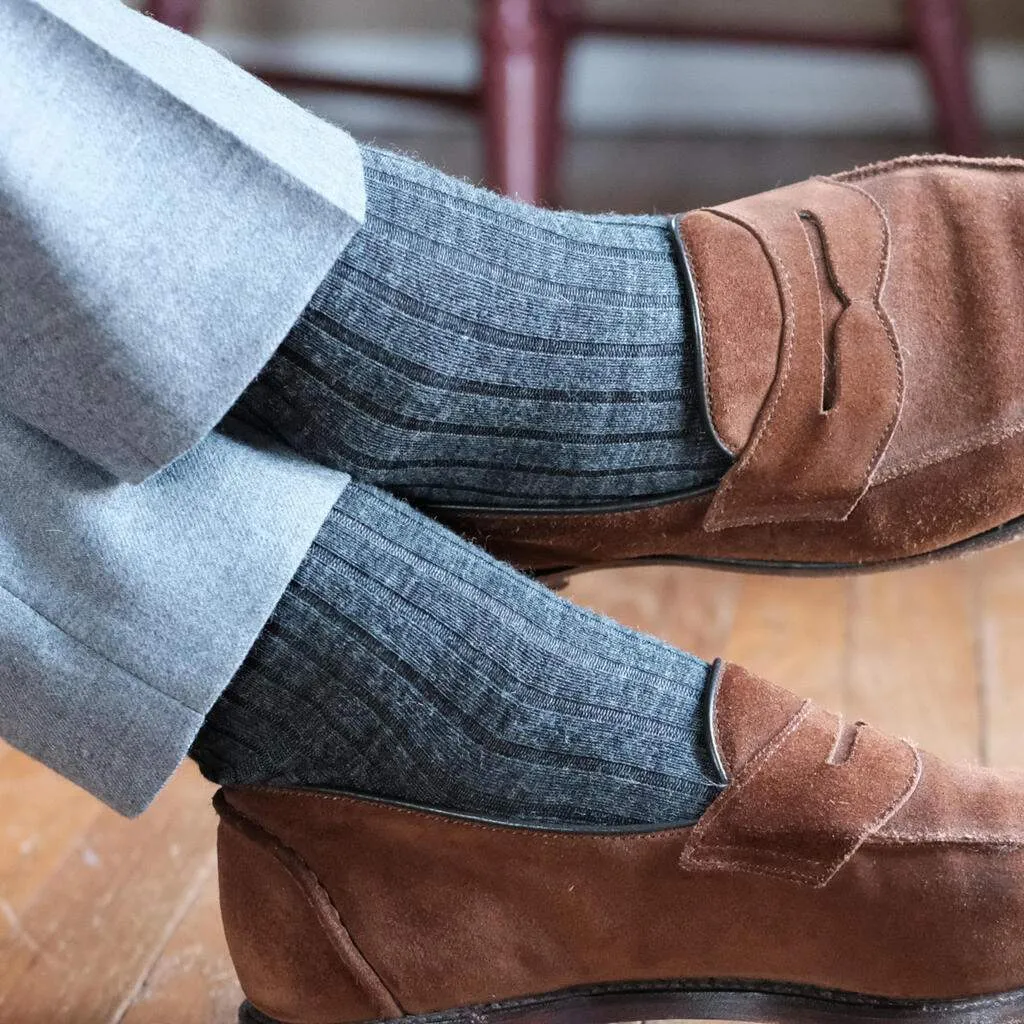 Grey Heather Merino Wool Mid Calf Dress Socks sold by Boardroom Socks product image thumbnail 2