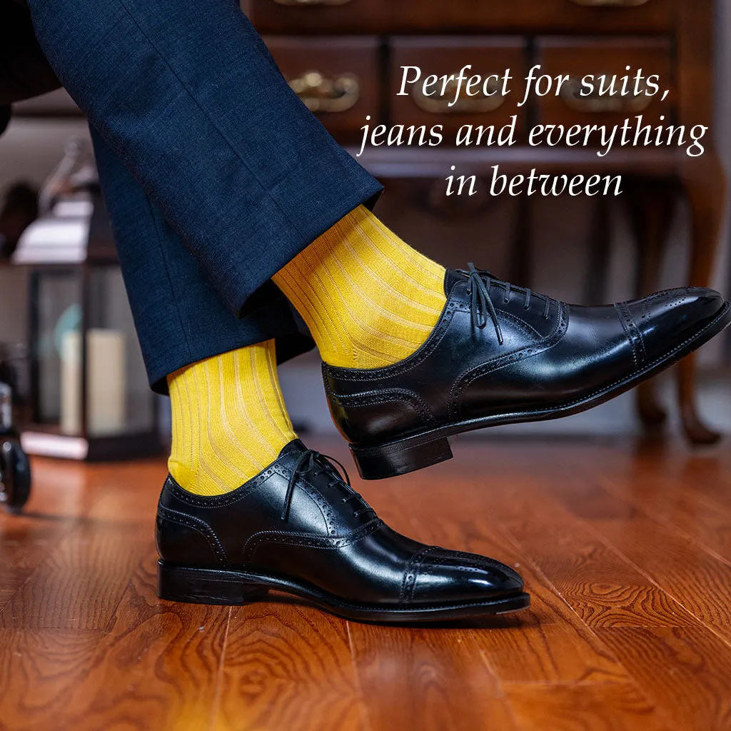 Yellow Cotton Mid Calf Dress Socks sold by Boardroom Socks product image thumbnail 3