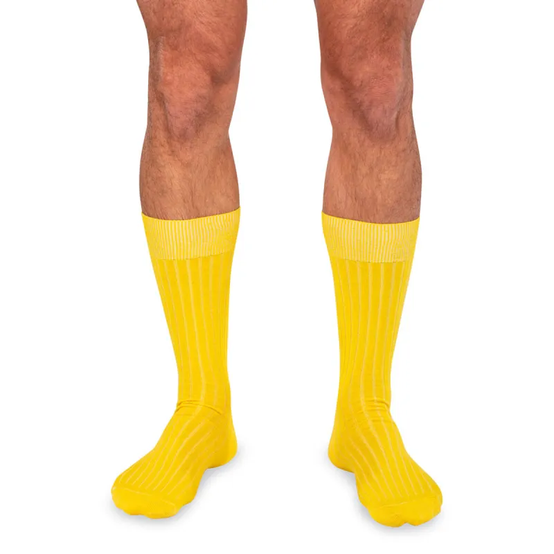 Yellow Cotton Mid Calf Dress Socks sold by Boardroom Socks