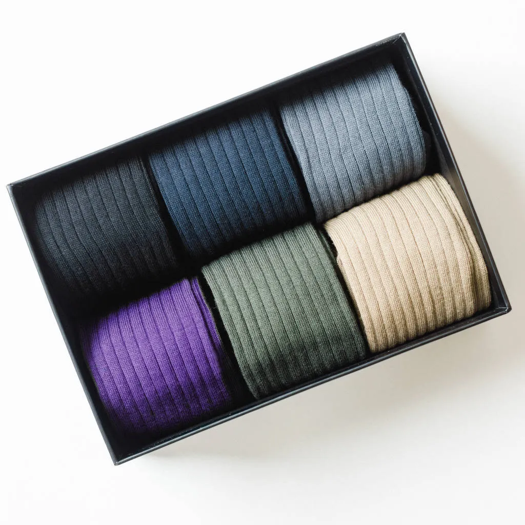 Cotton Over the Calf Dress Socks - 6 Pair Gift Box sold by Boardroom Socks