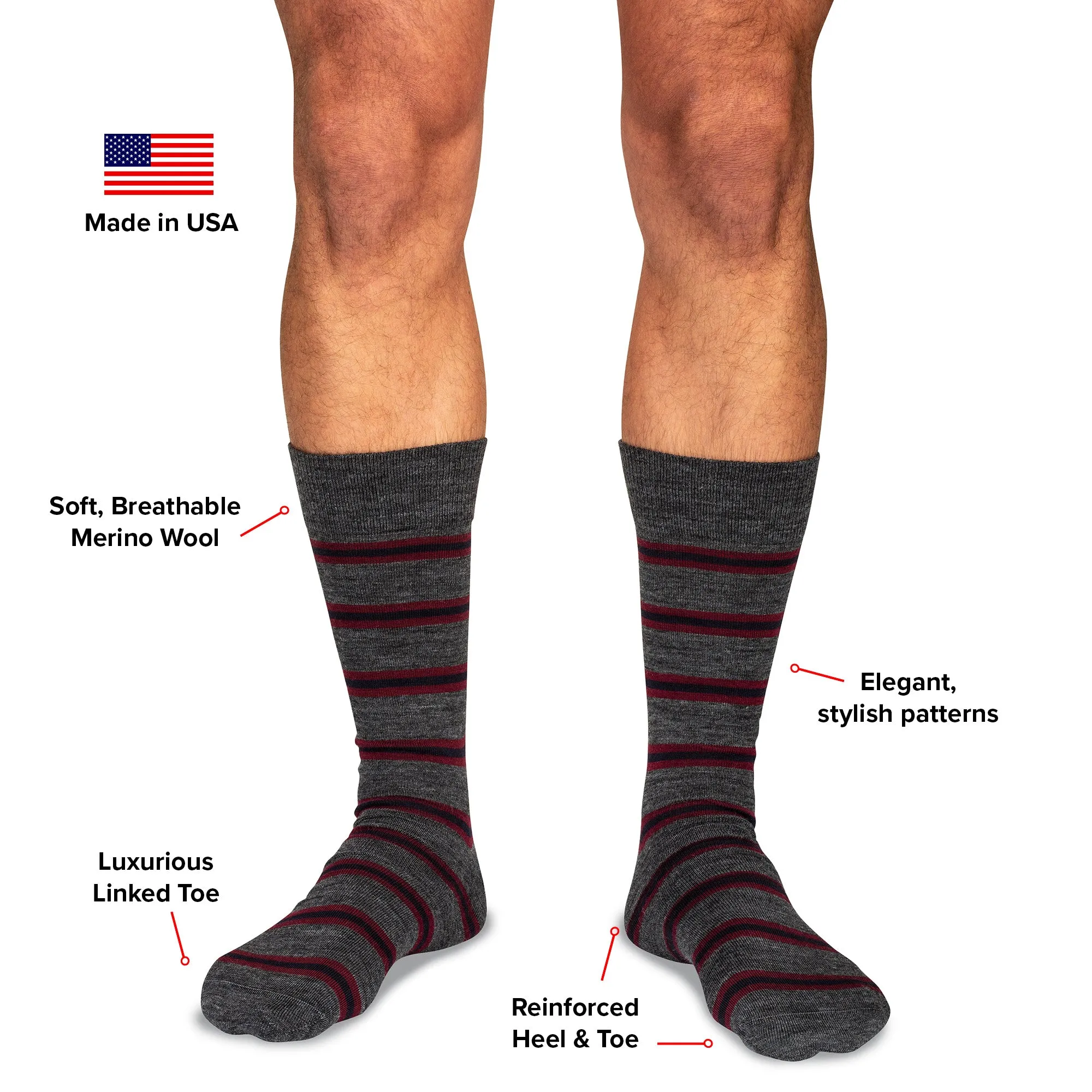 Merino Wool Mid-Calf Patterned Dress Socks - 6 Pair Gift Box sold by Boardroom Socks product image thumbnail 4