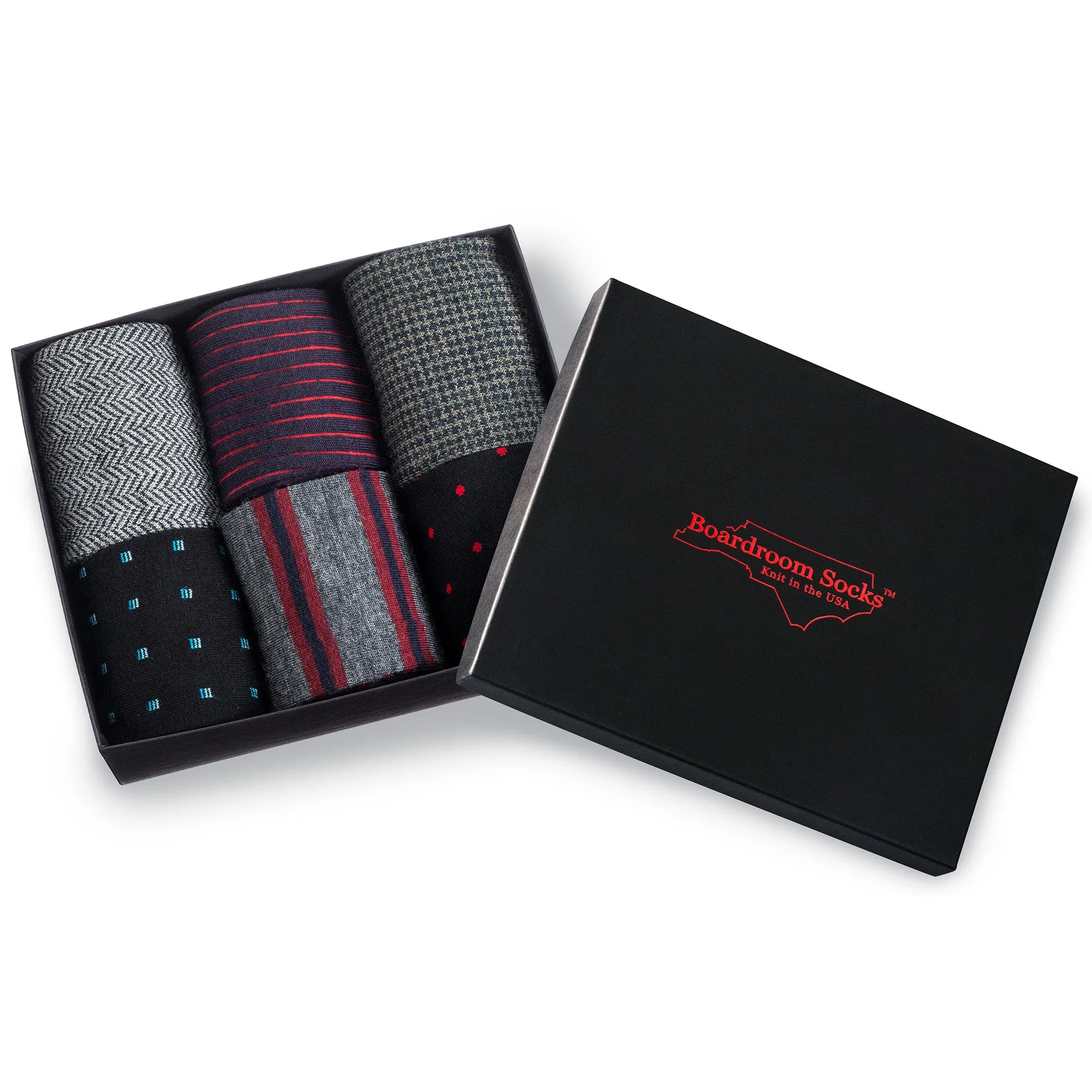 Merino Wool Over the Calf Patterned Dress Socks - 6 Pair Gift Box sold by Boardroom Socks product image thumbnail 2