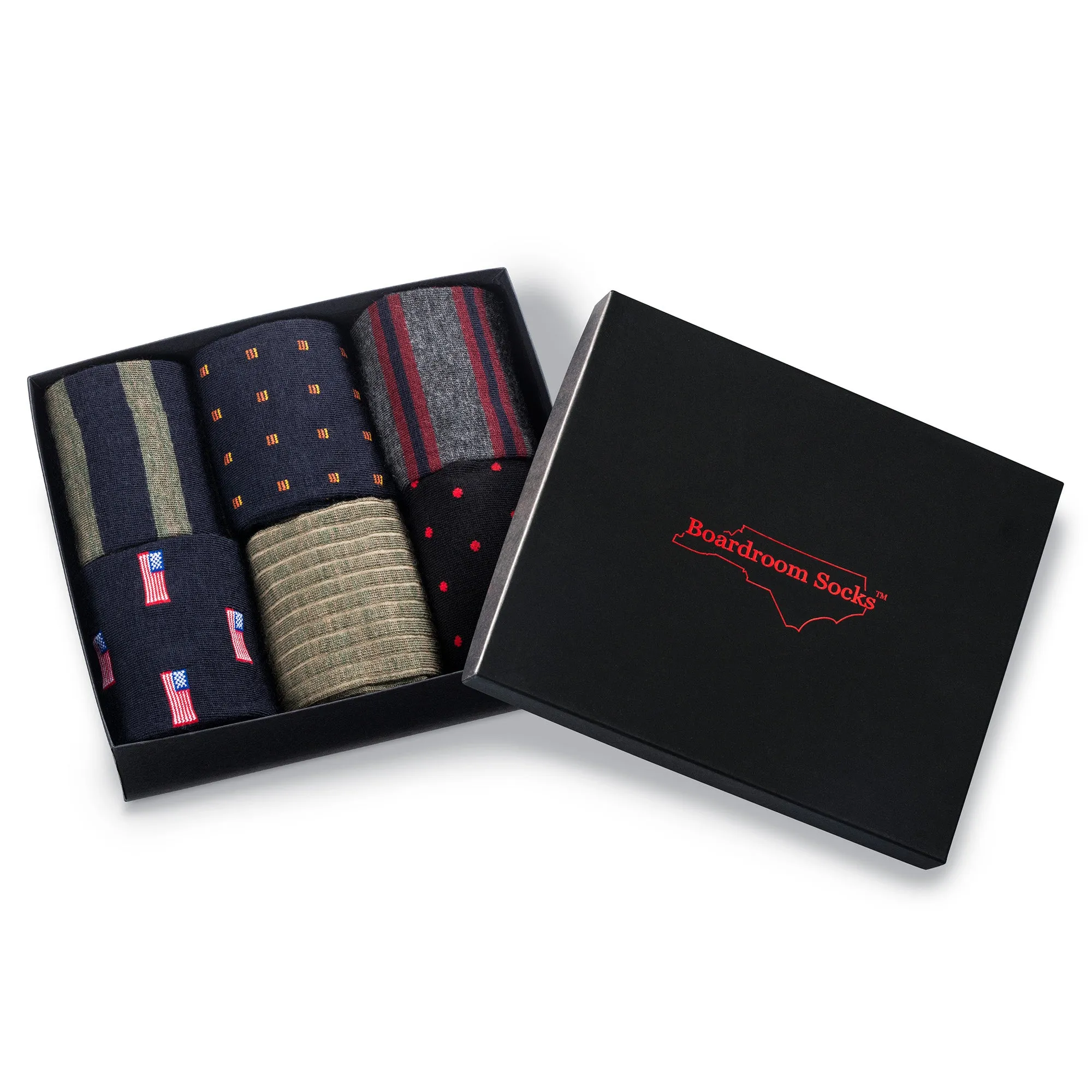 Merino Wool Mid-Calf Patterned Dress Socks - 6 Pair Gift Box sold by Boardroom Socks product image thumbnail 2