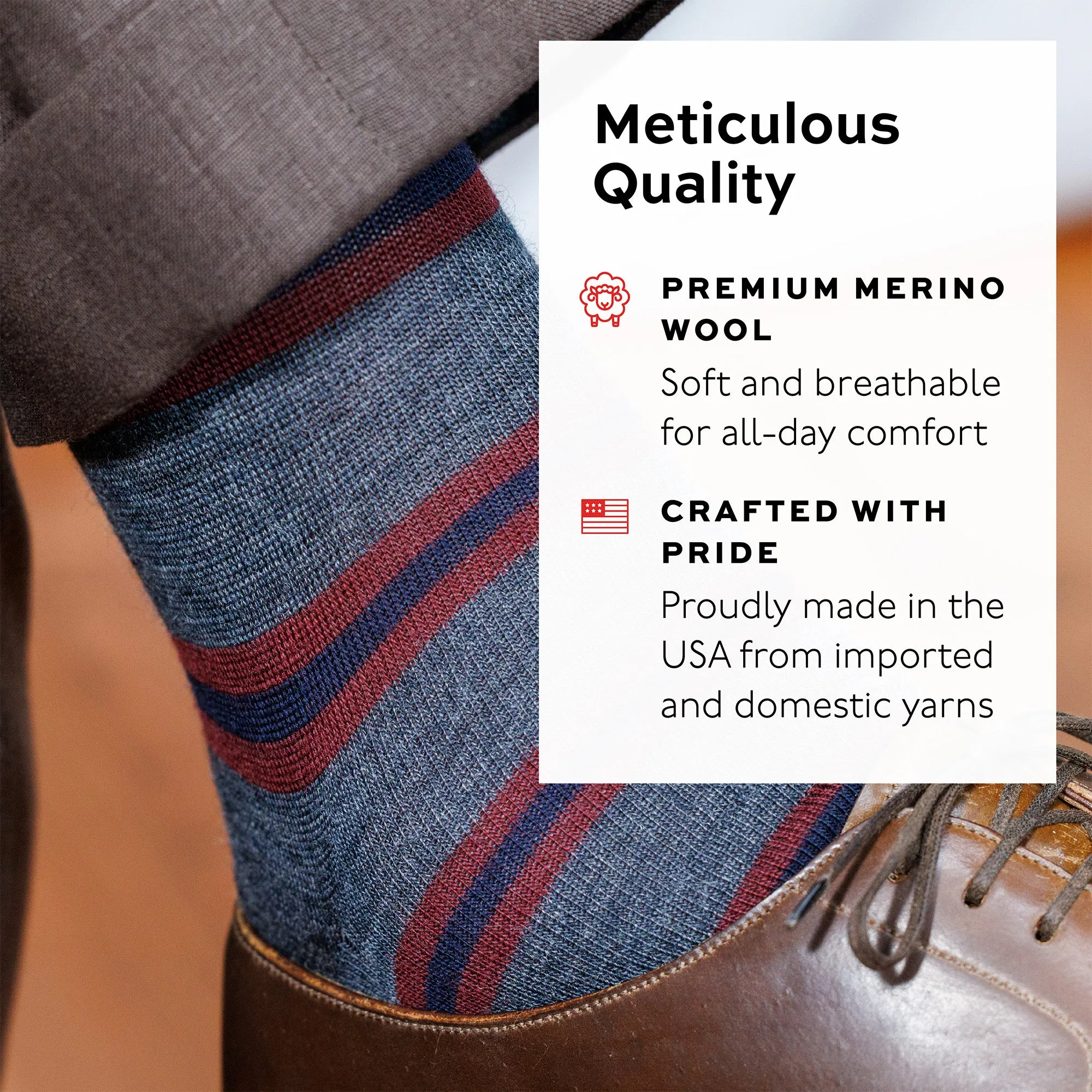 Merino Wool Mid-Calf Patterned Dress Socks - 6 Pair Gift Box sold by Boardroom Socks product image thumbnail 3