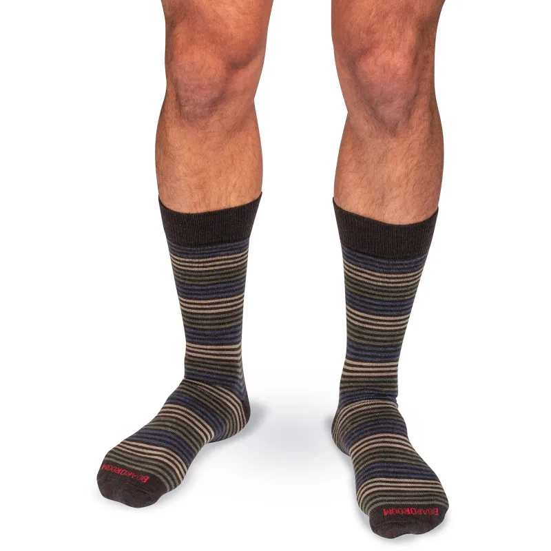 Brown Multi-Stripe Merino Wool Mid Calf Dress Socks sold by Boardroom Socks