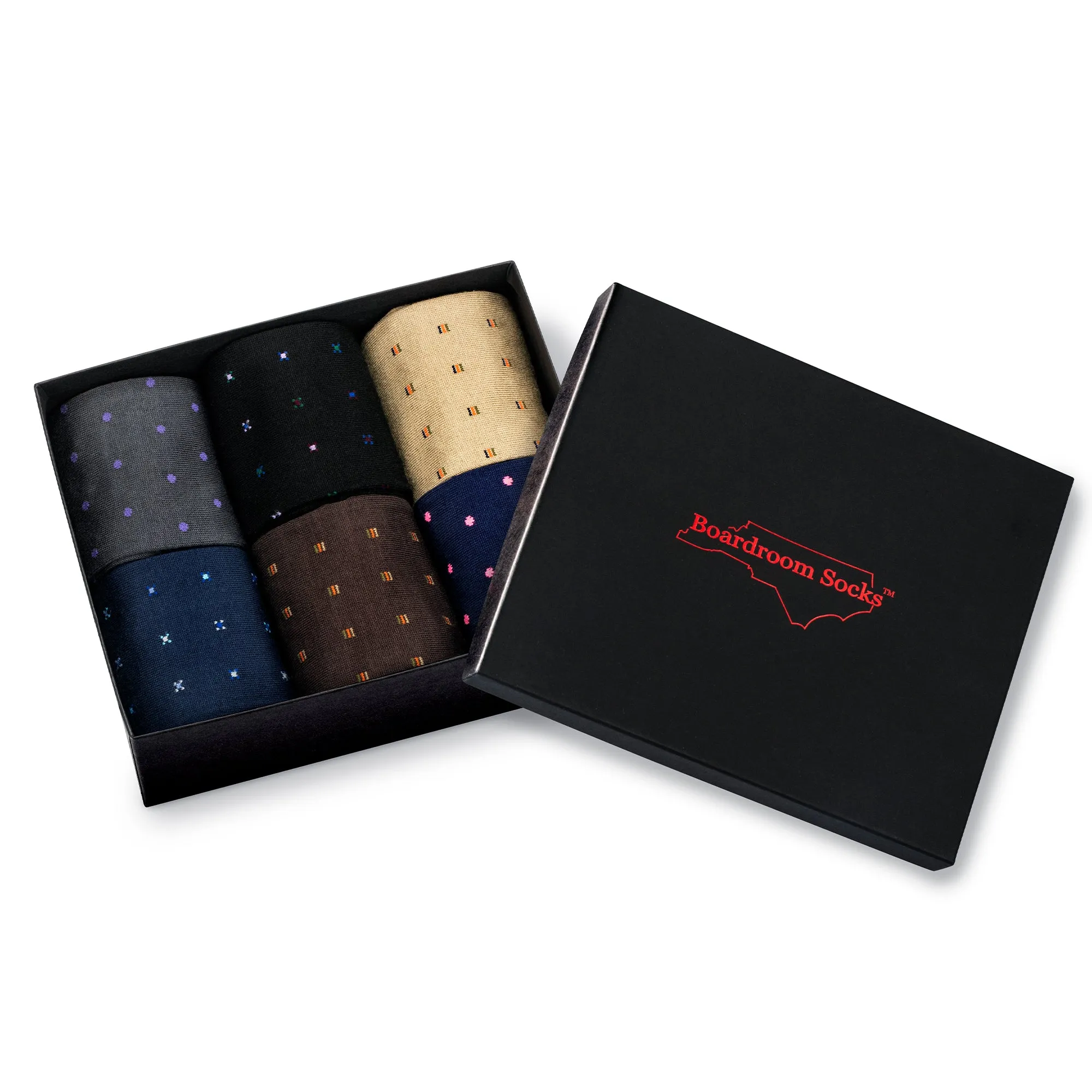 Cotton Over the Calf Patterned Dress Socks - 6 Pair Gift Box sold by Boardroom Socks product image thumbnail 2