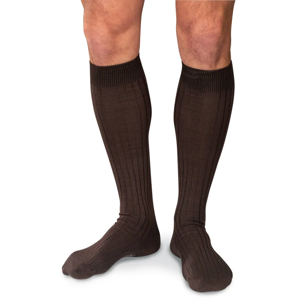Brown Cotton Over the Calf Dress Socks sold by Boardroom Socks