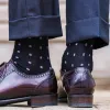 Purple Square Knots on Black Merino Wool Mid-Calf Dress Socks sold by Boardroom Socks