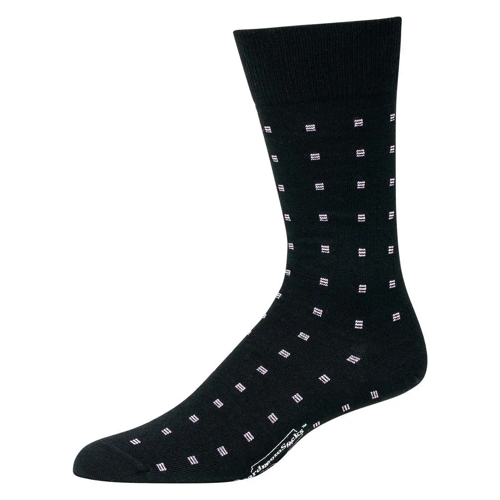 Purple Square Knots on Black Merino Wool Mid-Calf Dress Socks sold by Boardroom Socks product image thumbnail 5