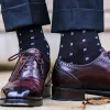 Purple Square Knots on Black Merino Wool Mid-Calf Dress Socks sold by Boardroom Socks