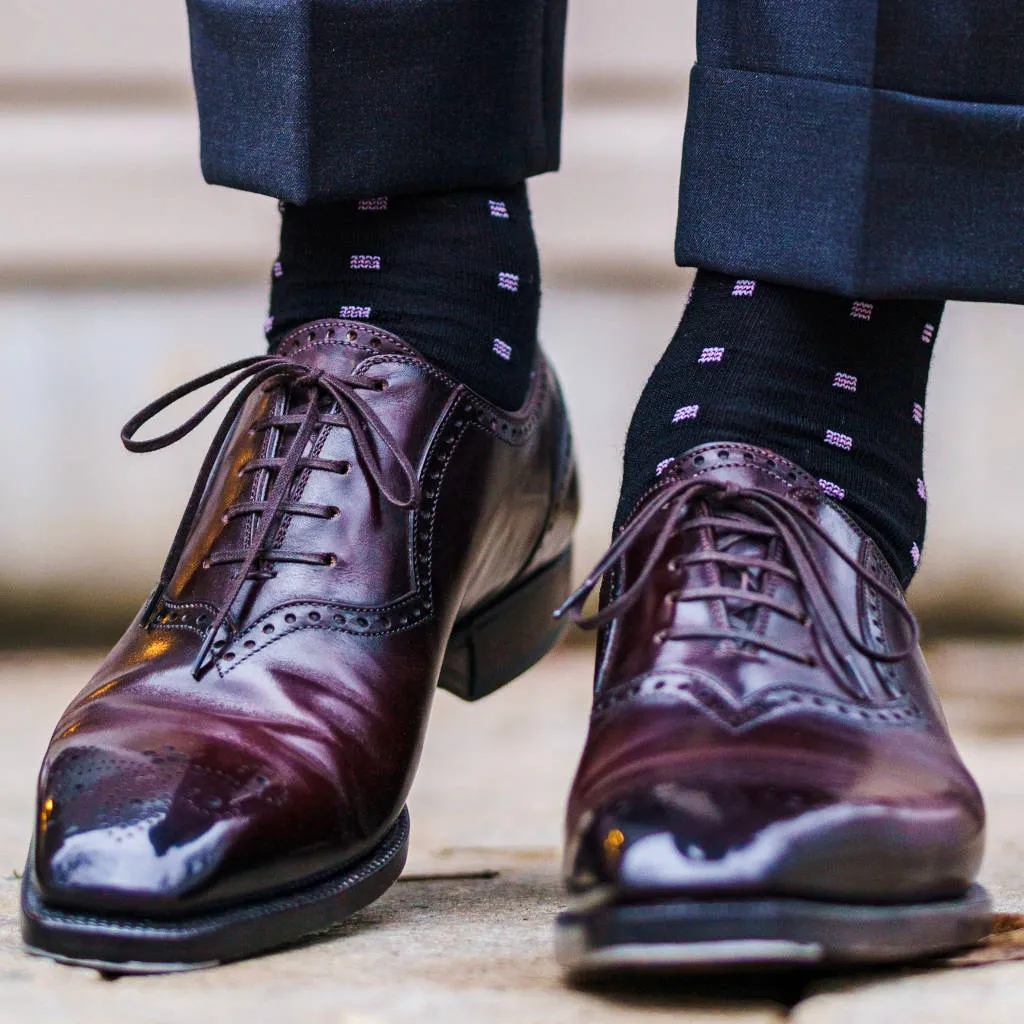 Purple Square Knots on Black Merino Wool Mid-Calf Dress Socks sold by Boardroom Socks product image thumbnail 4