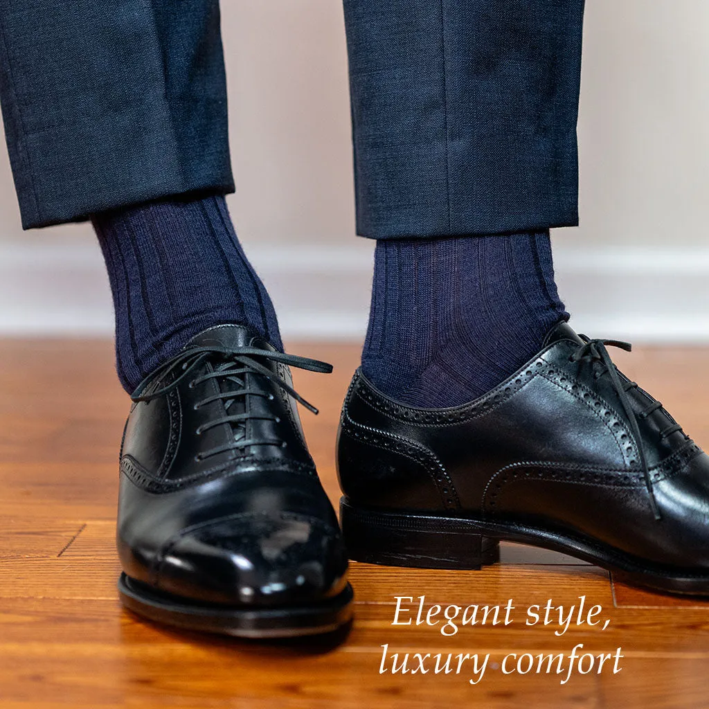 Navy Merino Wool Over the Calf Dress Socks sold by Boardroom Socks product image thumbnail 3