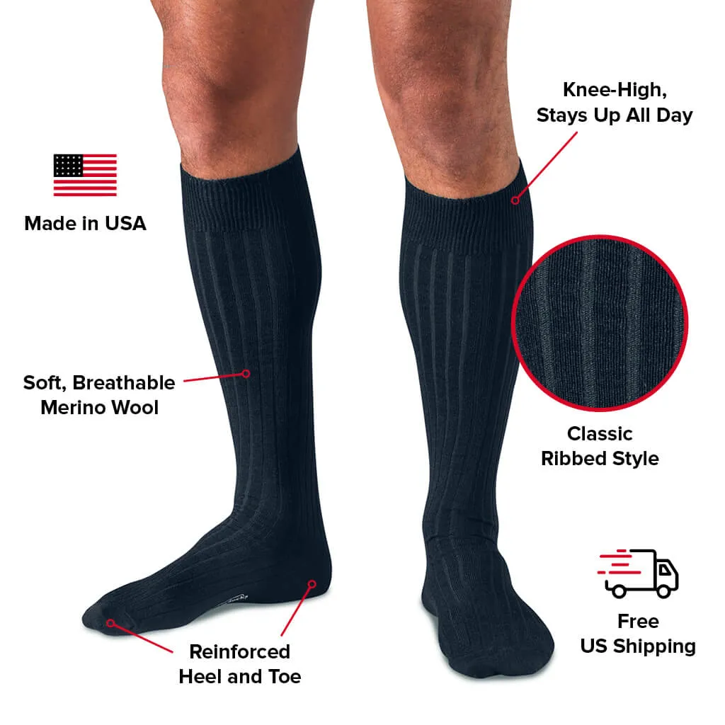 Navy Merino Wool Over the Calf Dress Socks sold by Boardroom Socks product image thumbnail 4