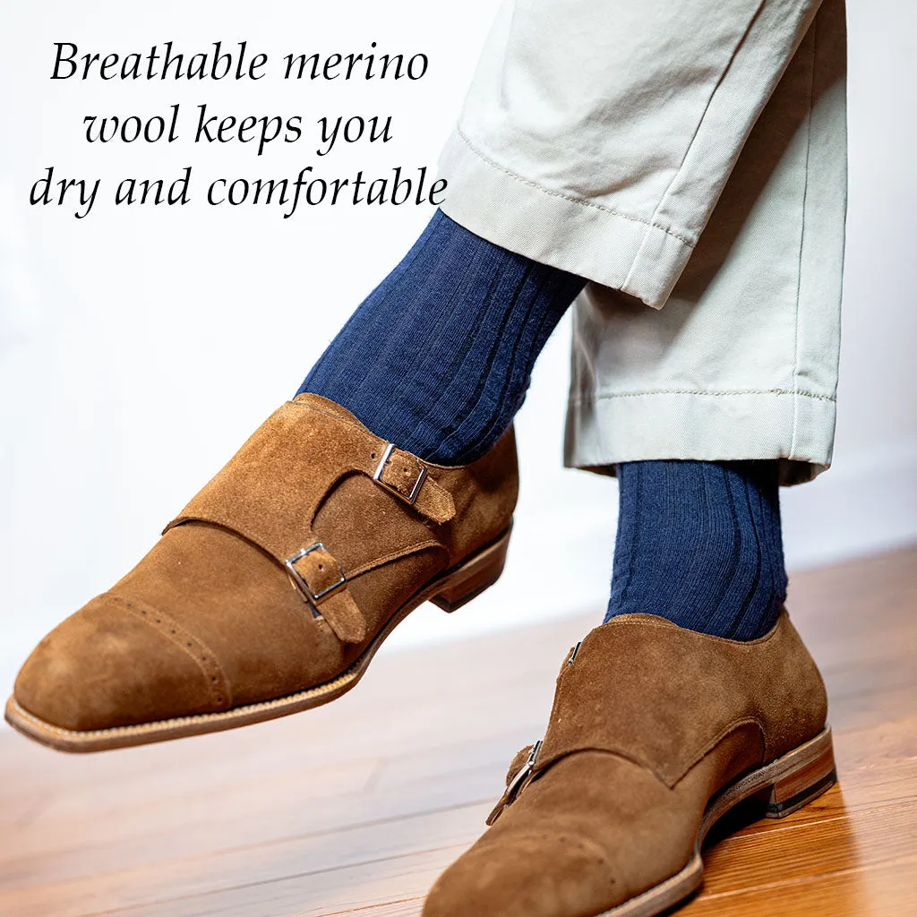 Navy Merino Wool Over the Calf Dress Socks sold by Boardroom Socks product image thumbnail 5