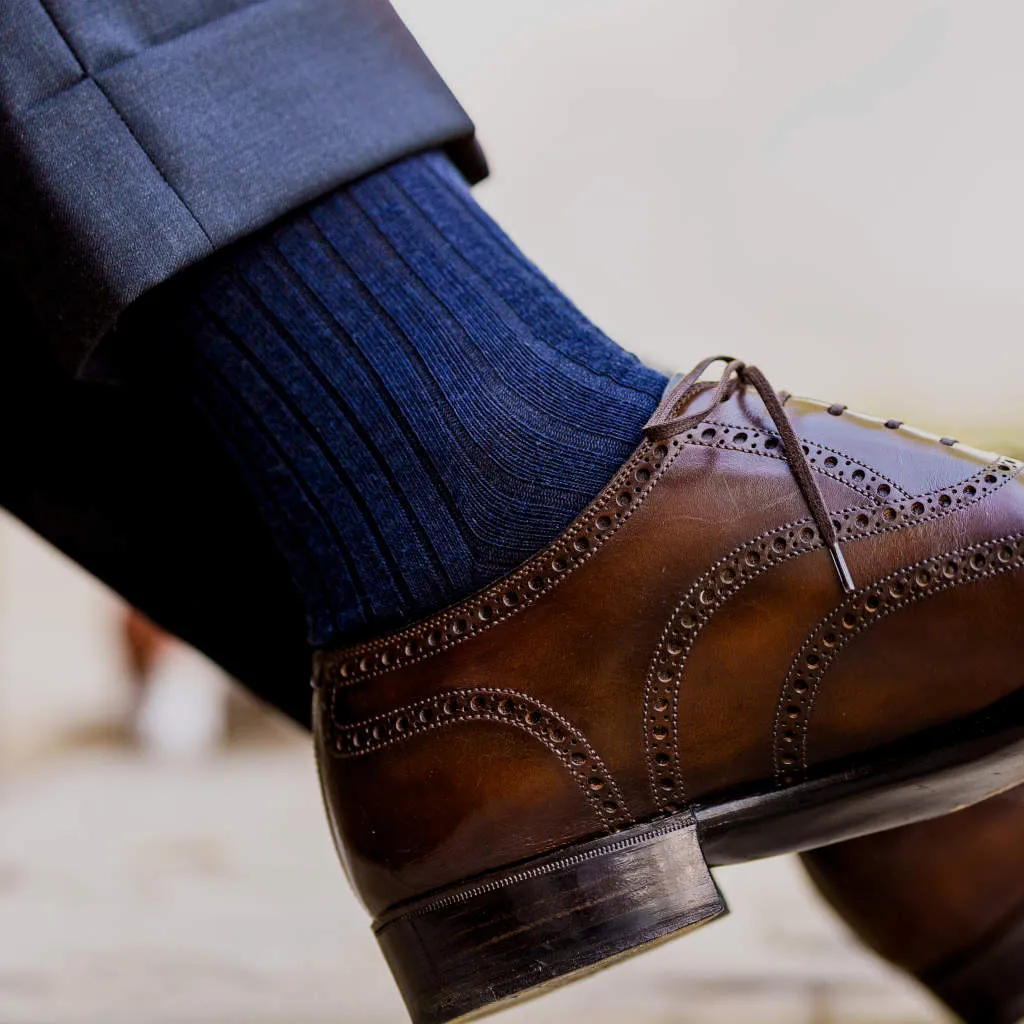 Navy Merino Wool Over the Calf Dress Socks sold by Boardroom Socks product image thumbnail 2