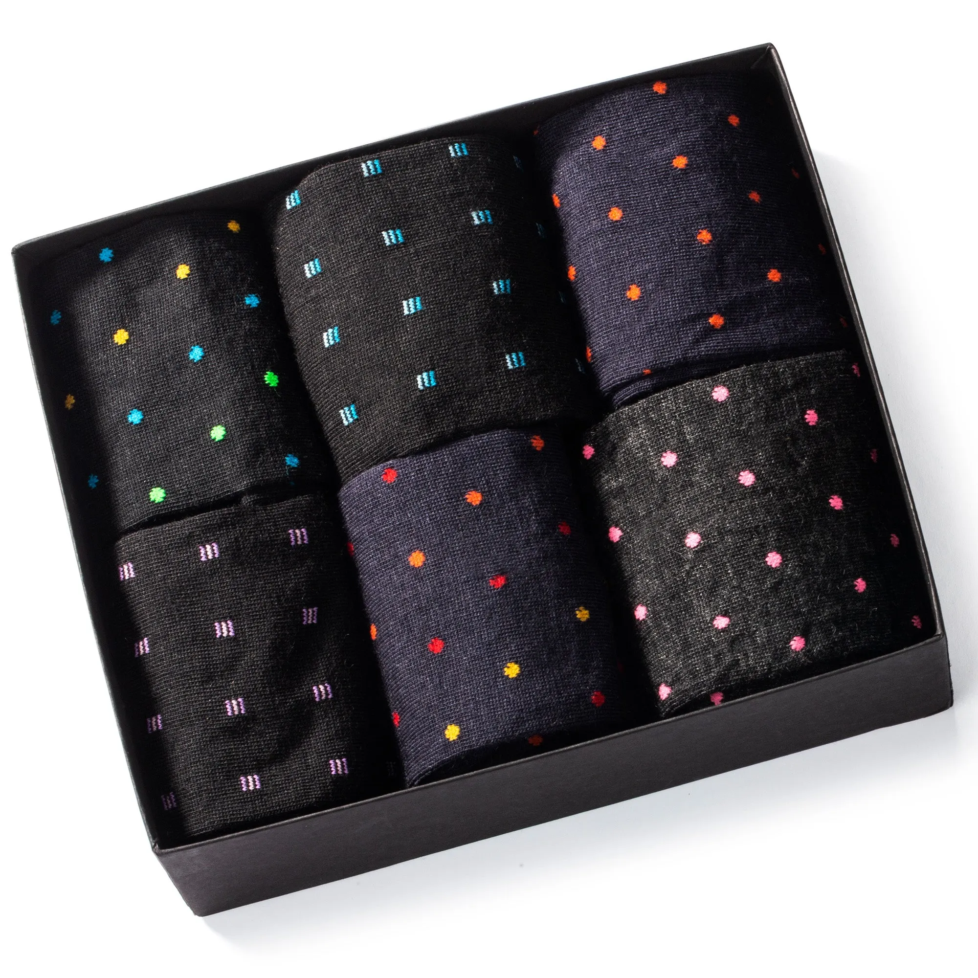 Merino Wool Mid-Calf Patterned Dress Socks - 6 Pair Gift Box sold by Boardroom Socks