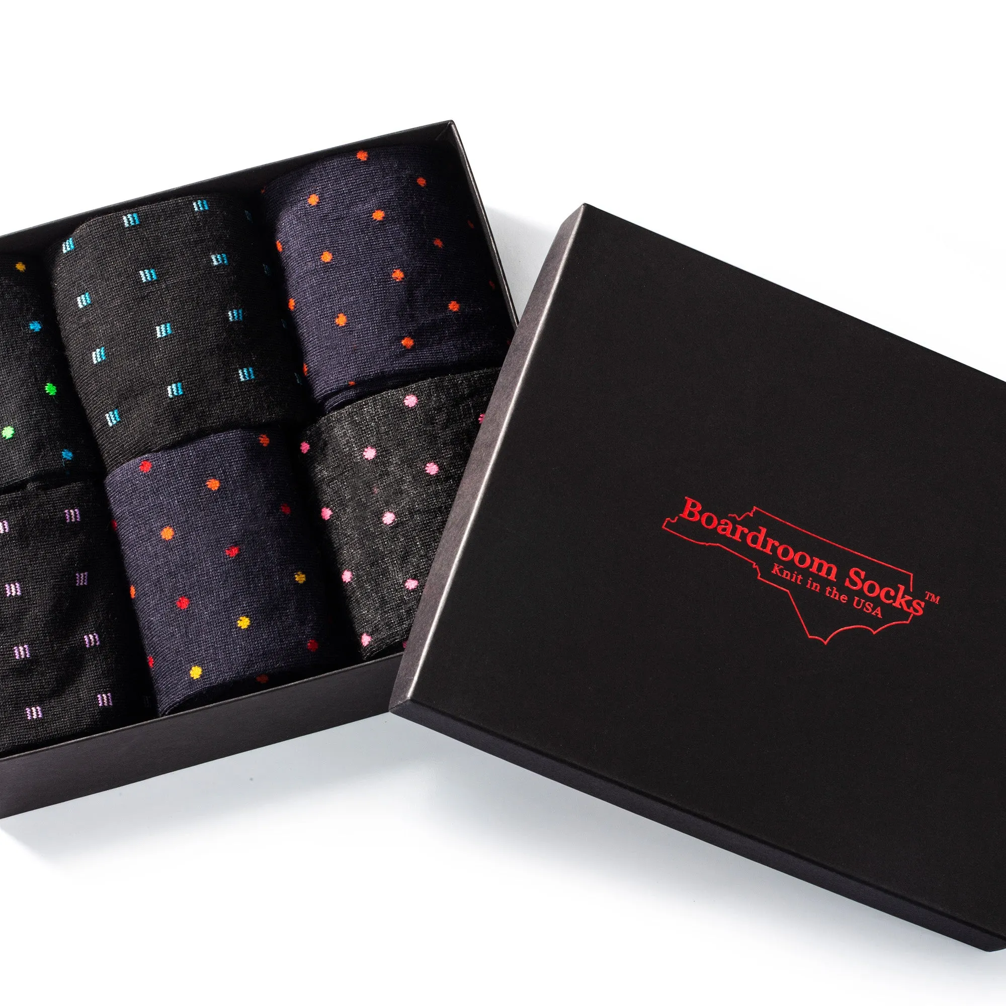 Merino Wool Mid-Calf Patterned Dress Socks - 6 Pair Gift Box sold by Boardroom Socks product image thumbnail 2