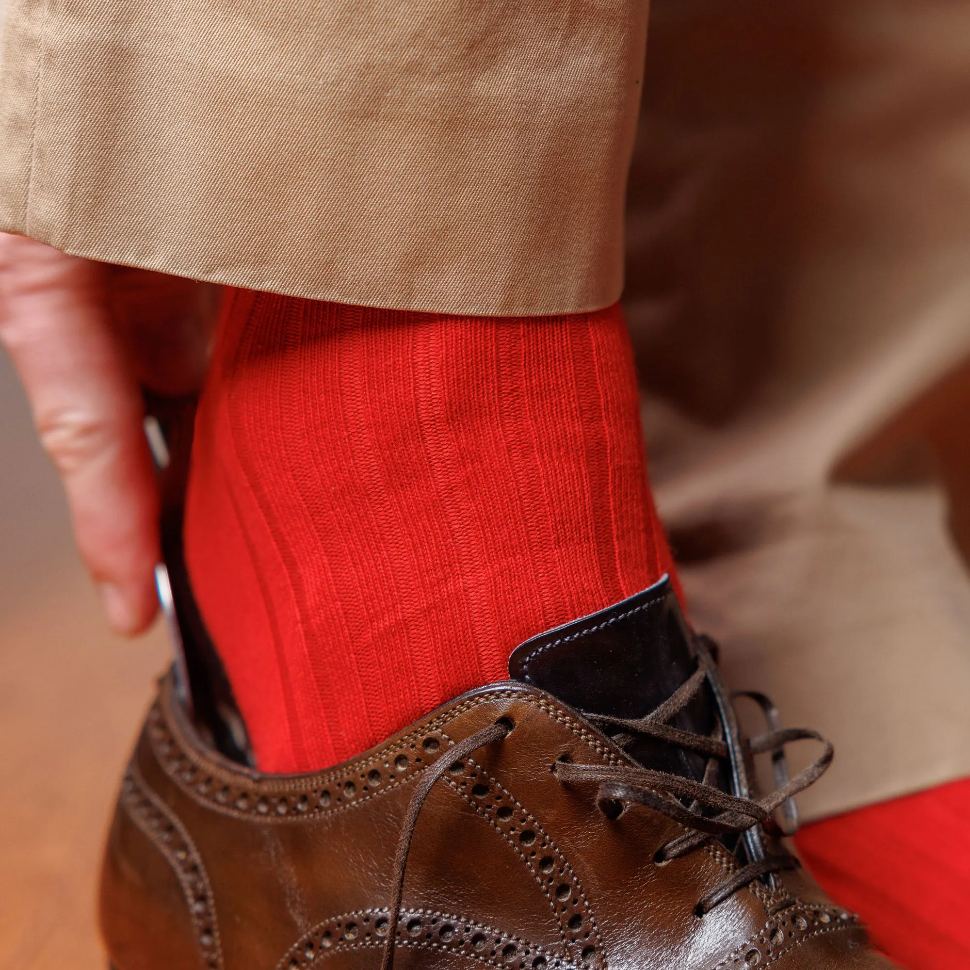 Red Cotton Mid Calf Dress Socks sold by Boardroom Socks product image thumbnail 4