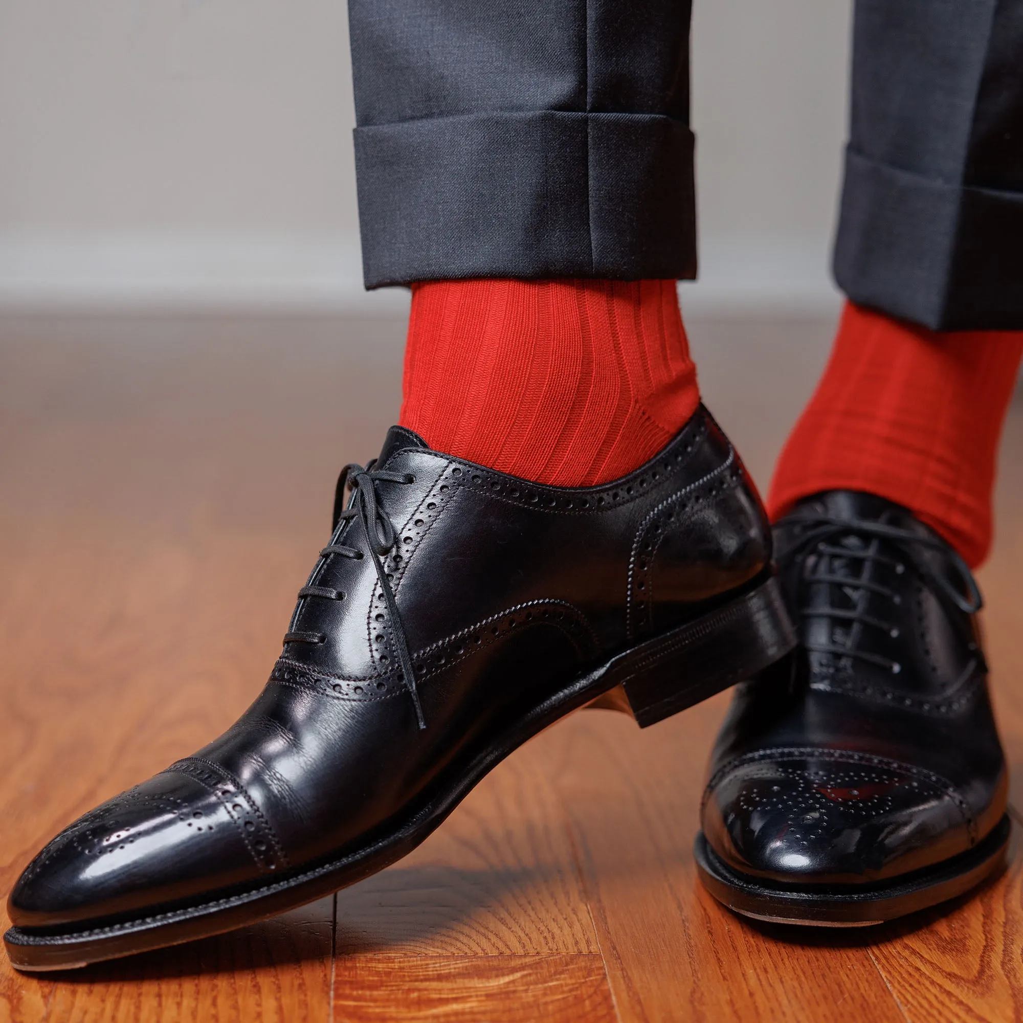 Red Cotton Mid Calf Dress Socks sold by Boardroom Socks product image thumbnail 2