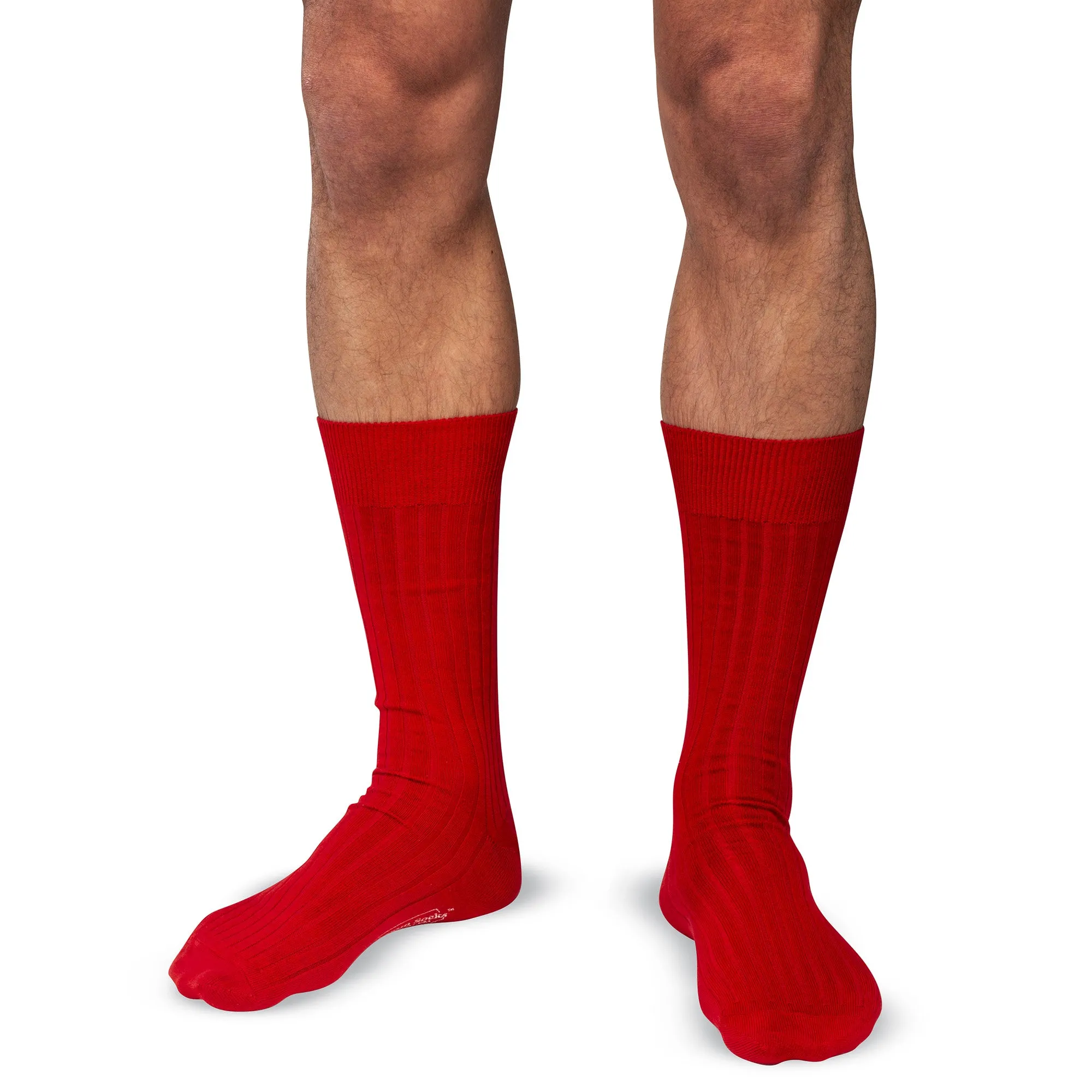 Red Cotton Mid Calf Dress Socks sold by Boardroom Socks