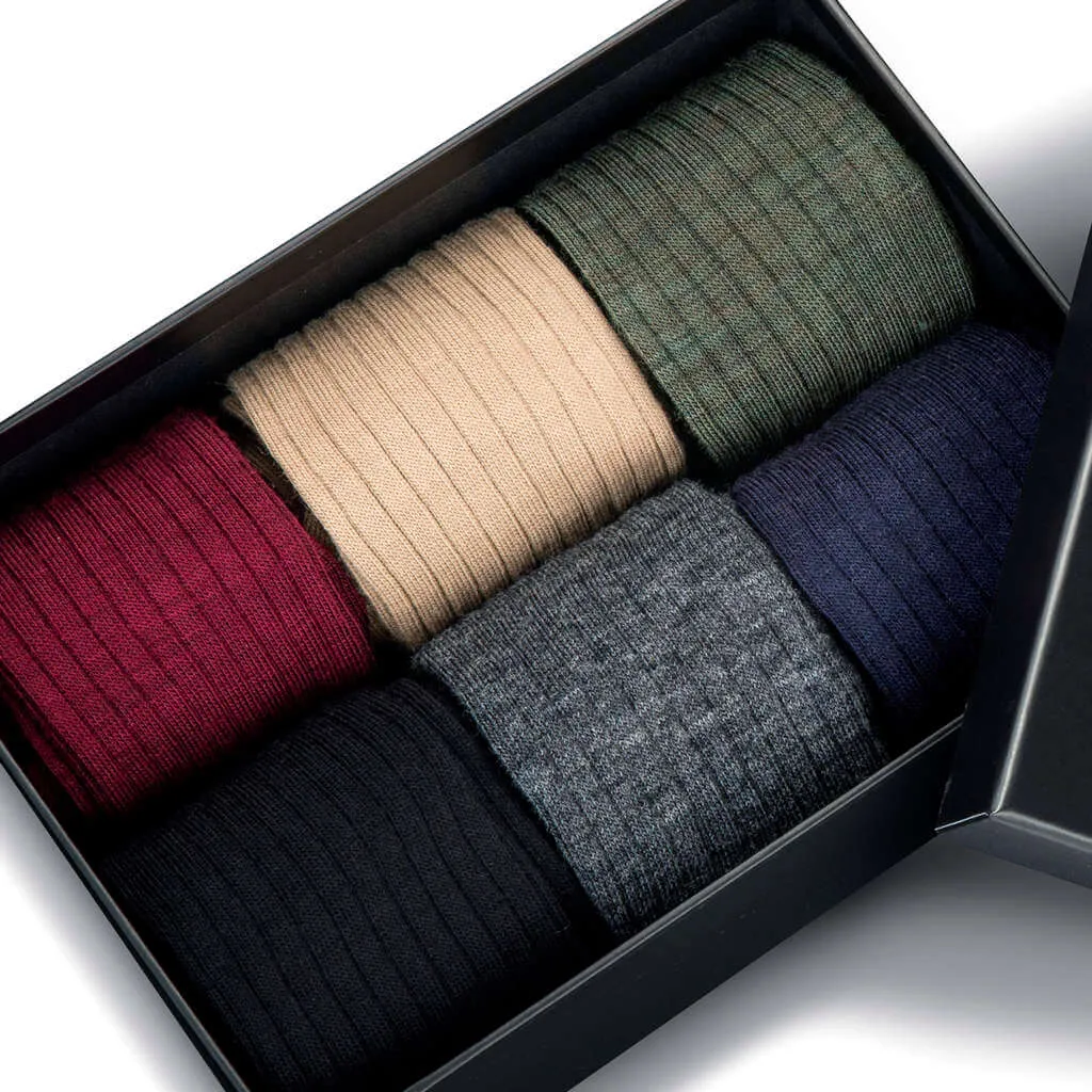 Merino Wool Mid-Calf Dress Socks - 6 Pair Gift Box sold by Boardroom Socks