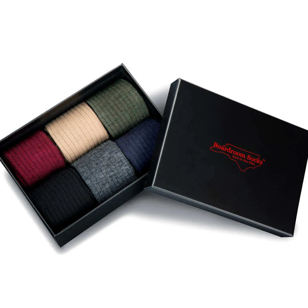 Merino Wool Mid-Calf Dress Socks - 6 Pair Gift Box sold by Boardroom Socks product image thumbnail 2