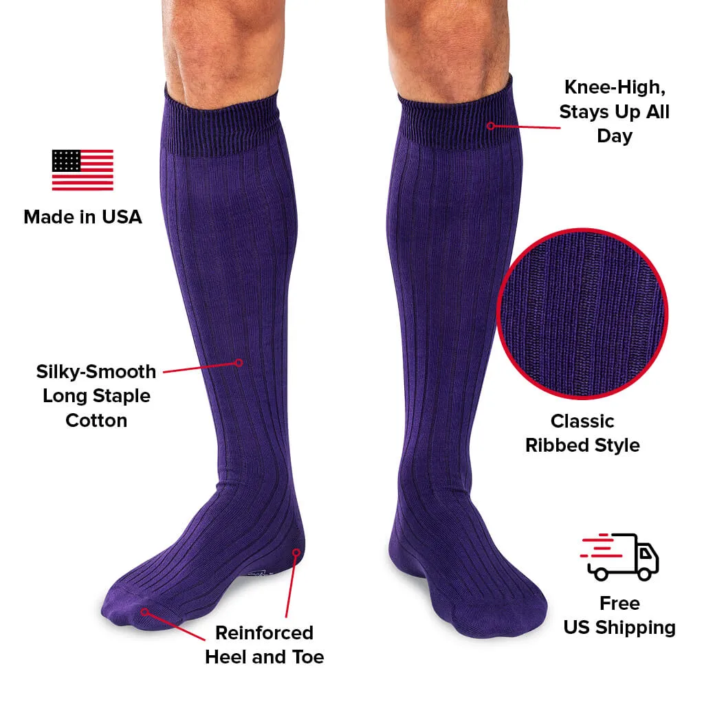 Purple Cotton Over the Calf Dress Socks sold by Boardroom Socks product image thumbnail 3