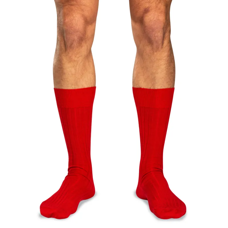 Red Merino Wool Mid Calf Dress Socks sold by Boardroom Socks
