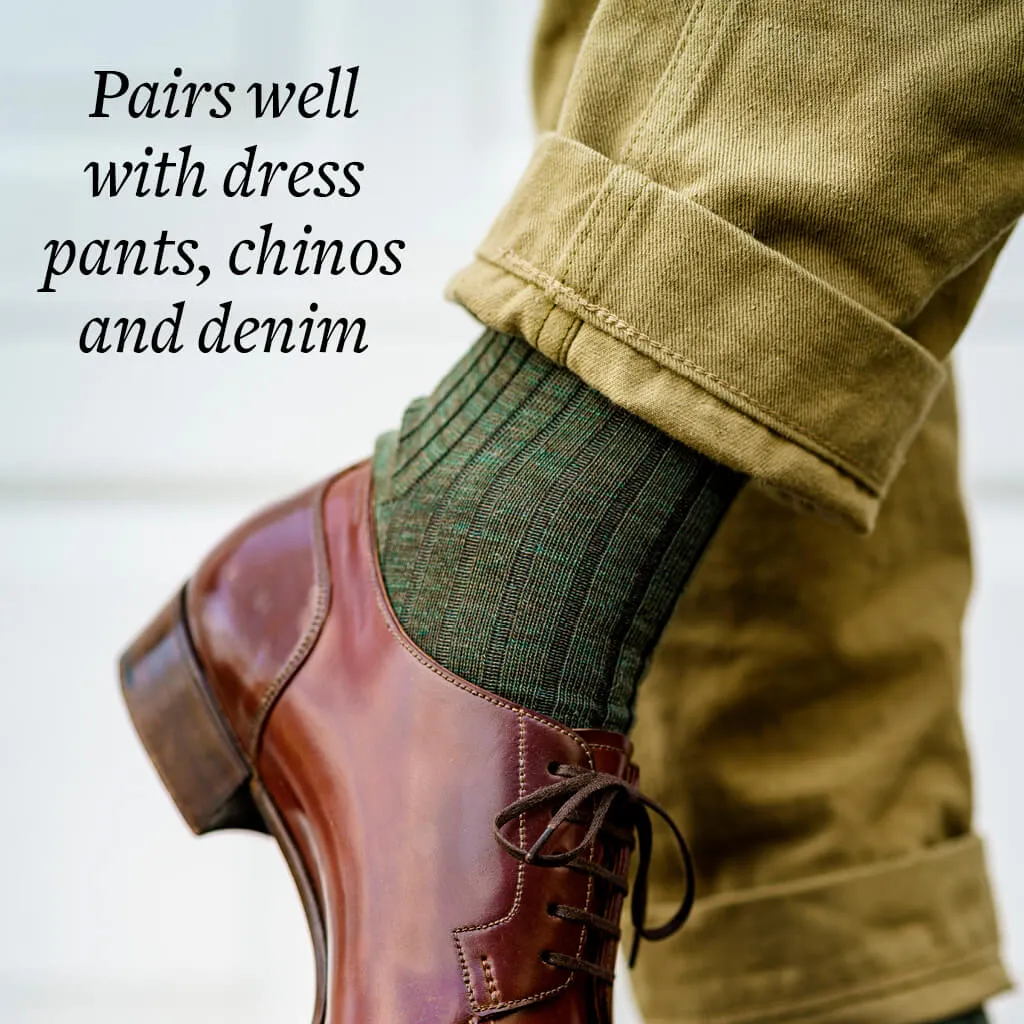 Olive Merino Wool Mid Calf Dress Socks sold by Boardroom Socks product image thumbnail 5