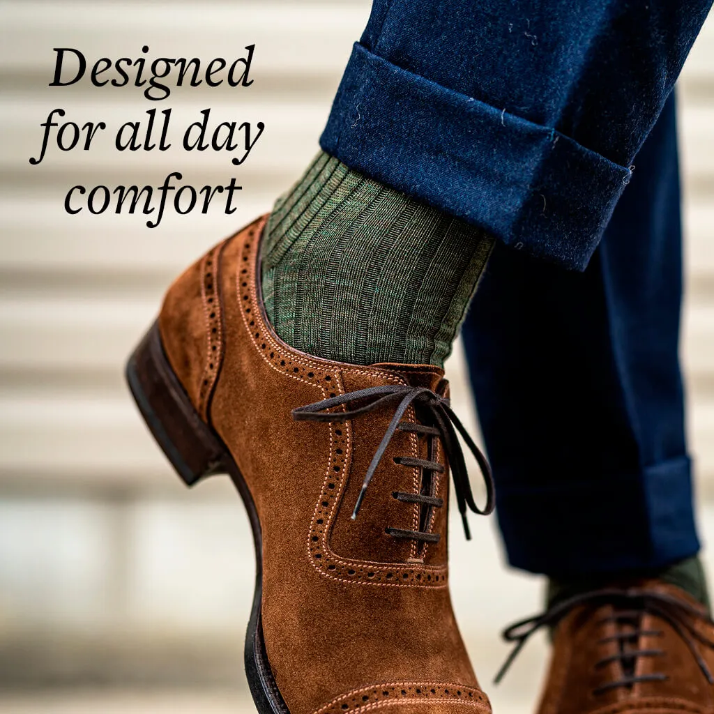 Olive Merino Wool Mid Calf Dress Socks sold by Boardroom Socks product image thumbnail 4