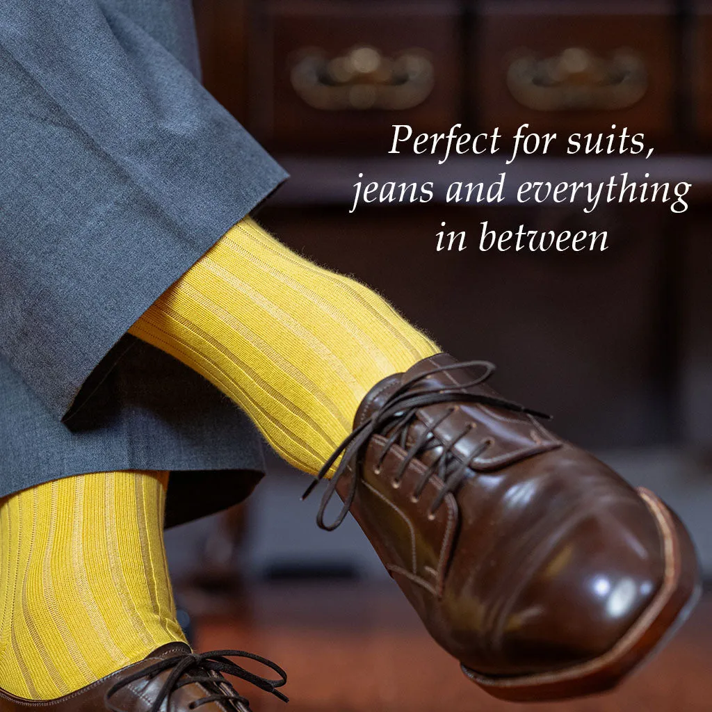 Yellow Cotton Over the Calf Dress Socks sold by Boardroom Socks product image thumbnail 5