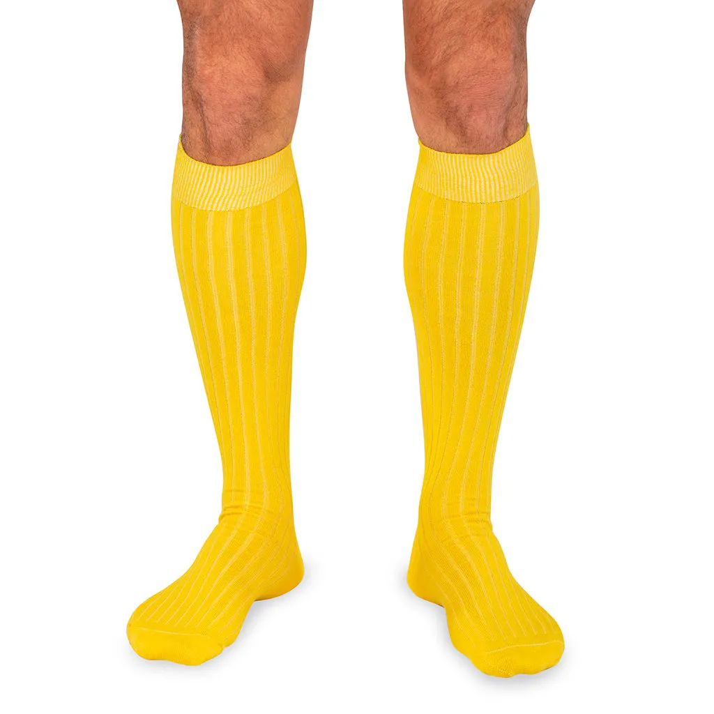 Yellow Cotton Over the Calf Dress Socks sold by Boardroom Socks