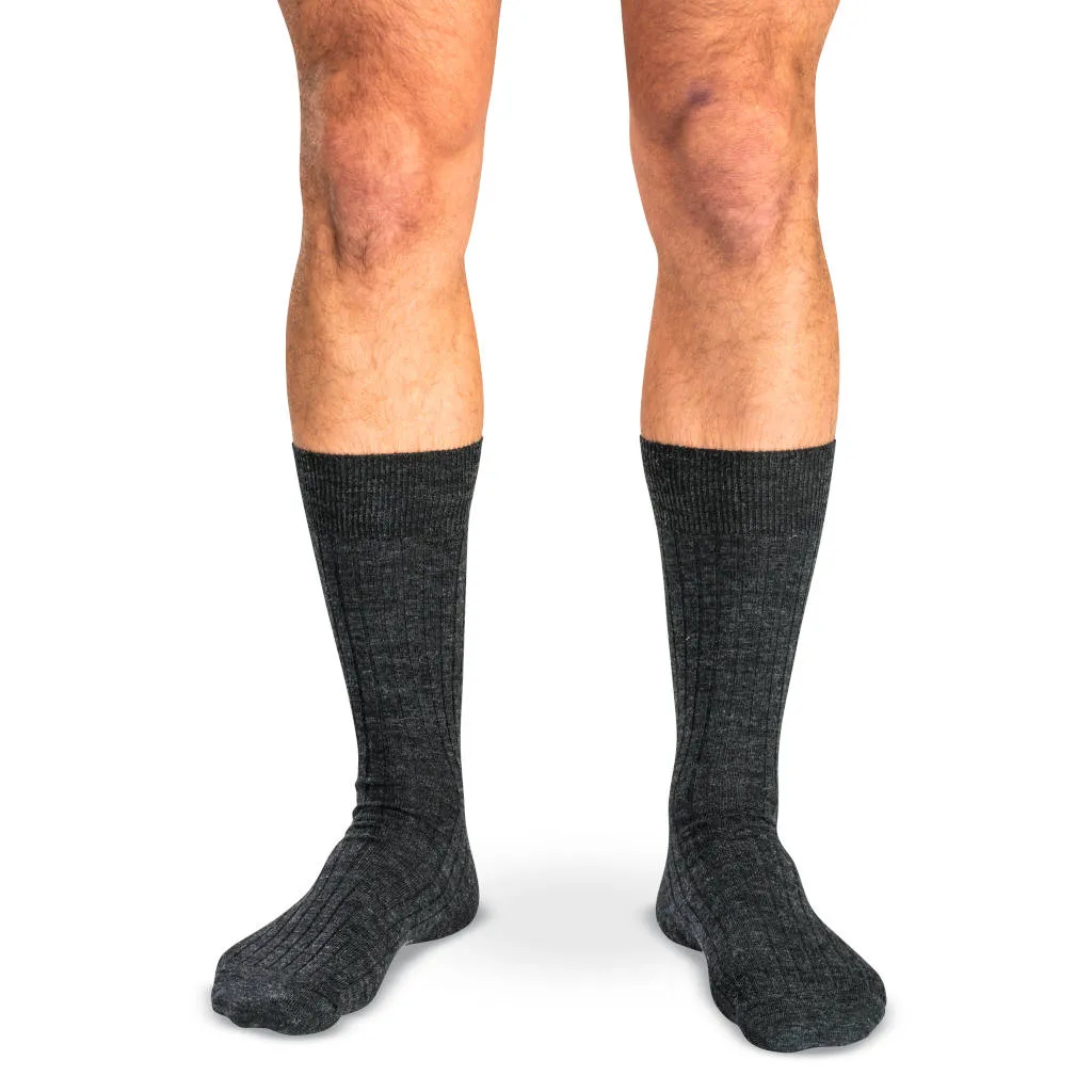 Charcoal Merino Wool Mid Calf Dress Socks sold by Boardroom Socks