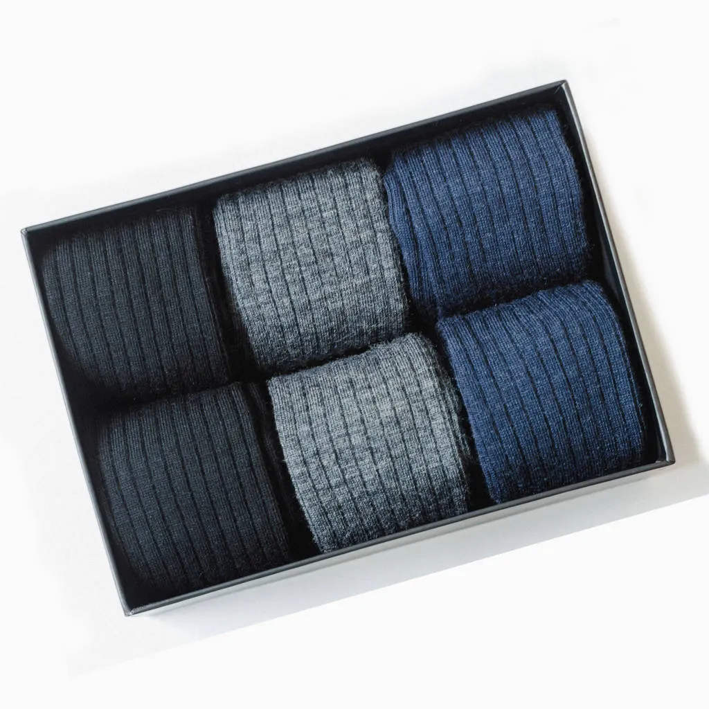 Merino Wool Over the Calf Dress Socks - 6 Pair Gift Box sold by Boardroom Socks