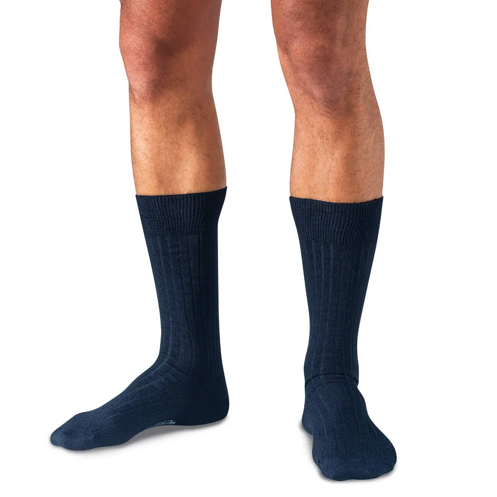 Navy Merino Wool Mid Calf Dress Socks sold by Boardroom Socks