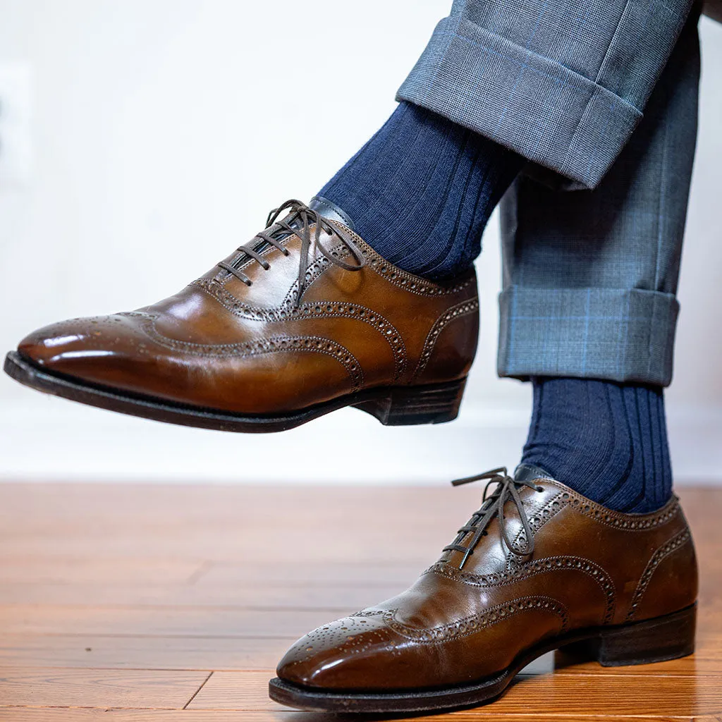 Navy Merino Wool Mid Calf Dress Socks sold by Boardroom Socks product image thumbnail 2