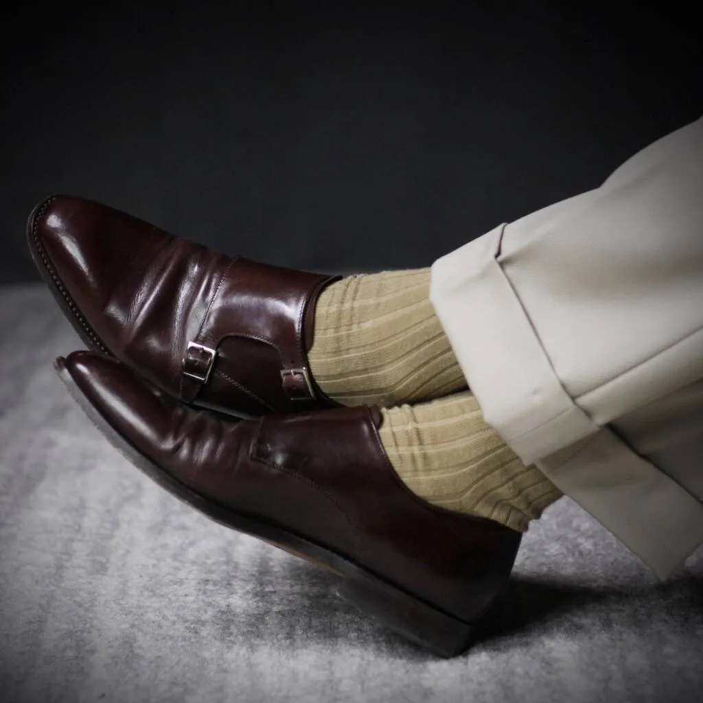 Khaki Merino Wool Mid Calf Dress Socks sold by Boardroom Socks product image thumbnail 2