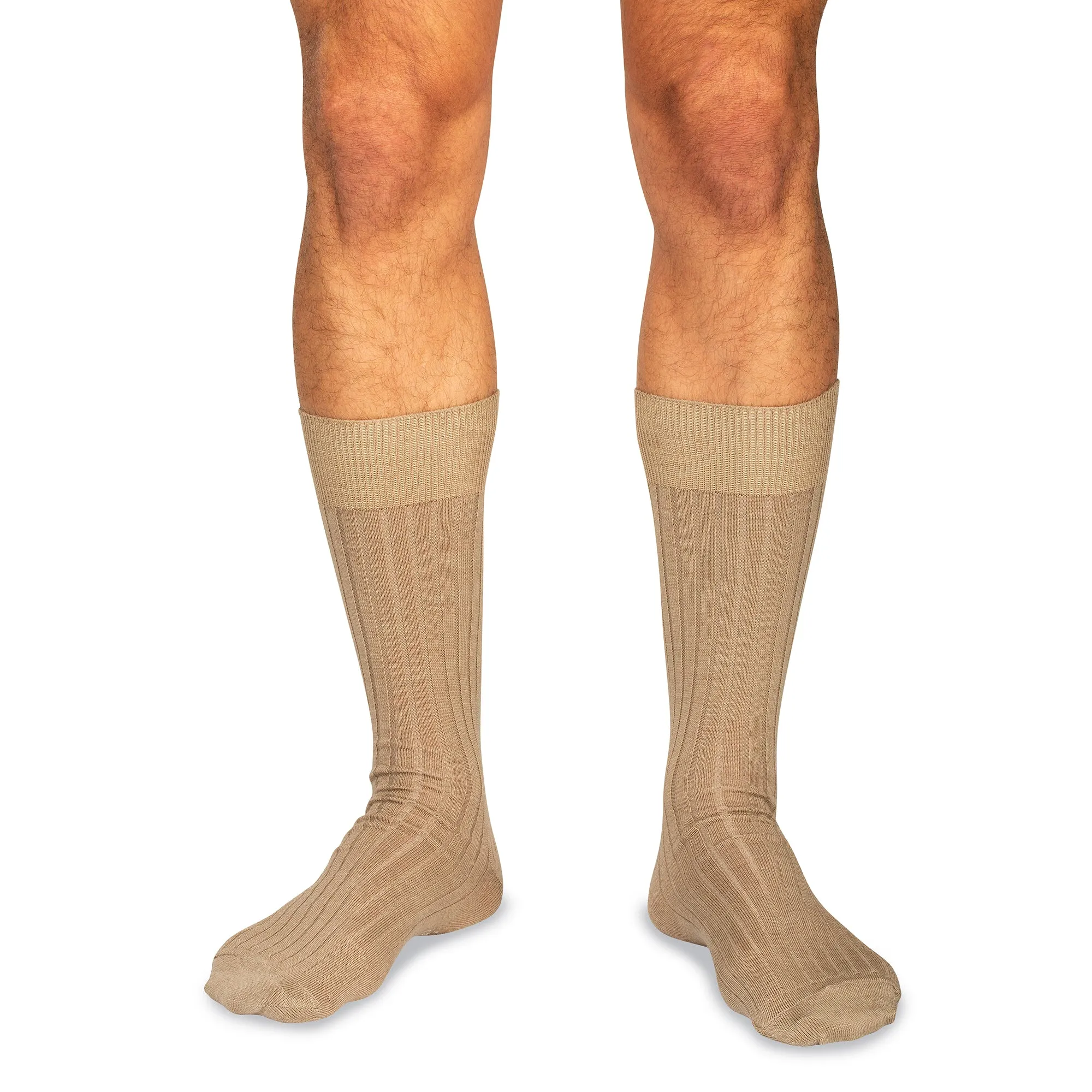 Khaki Merino Wool Mid Calf Dress Socks sold by Boardroom Socks