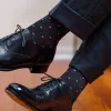Pink Dots on Charcoal Merino Wool Over the Calf Dress Socks sold by Boardroom Socks