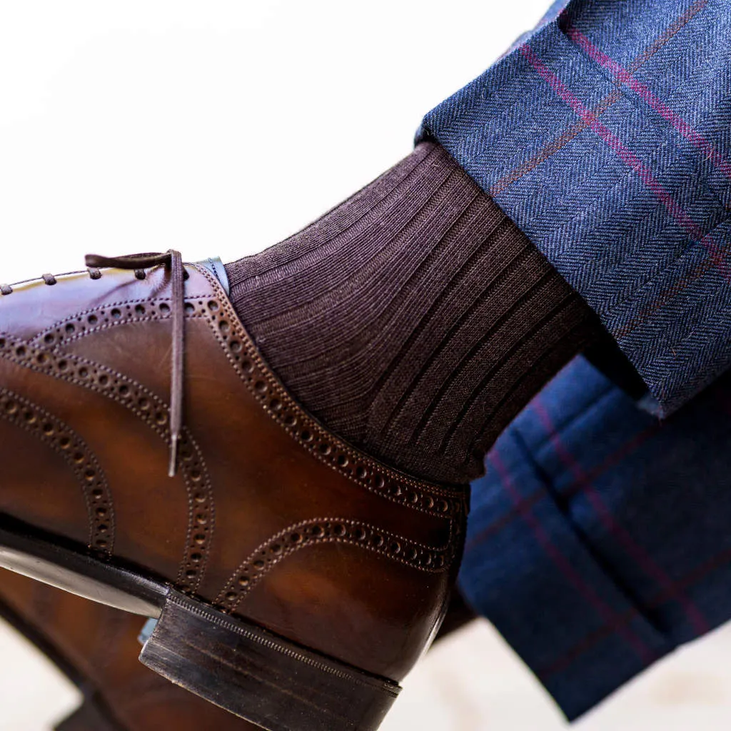 Brown Merino Wool Mid Calf Dress Socks sold by Boardroom Socks product image thumbnail 2
