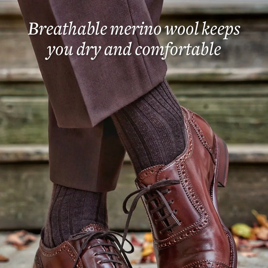 Brown Merino Wool Mid Calf Dress Socks sold by Boardroom Socks product image thumbnail 4