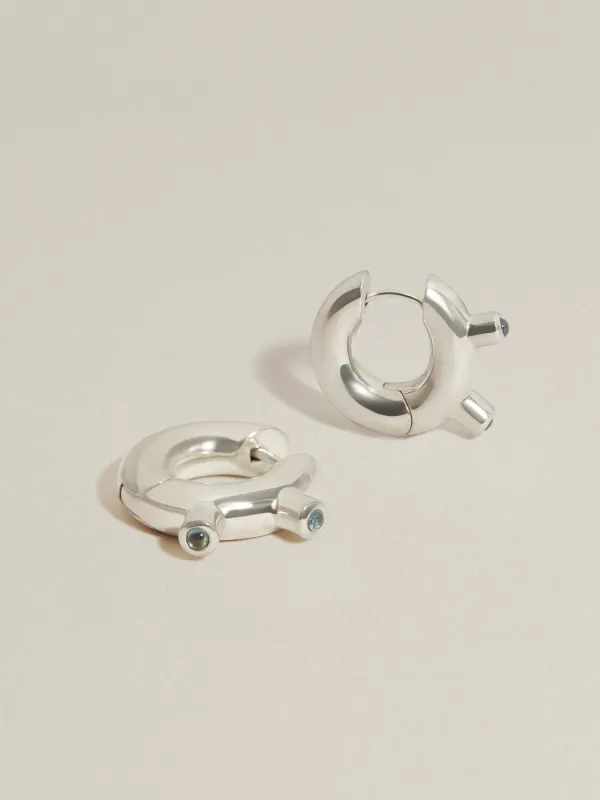 Martian Hoops II (Sapphire) made by J. Hannah Jewelry