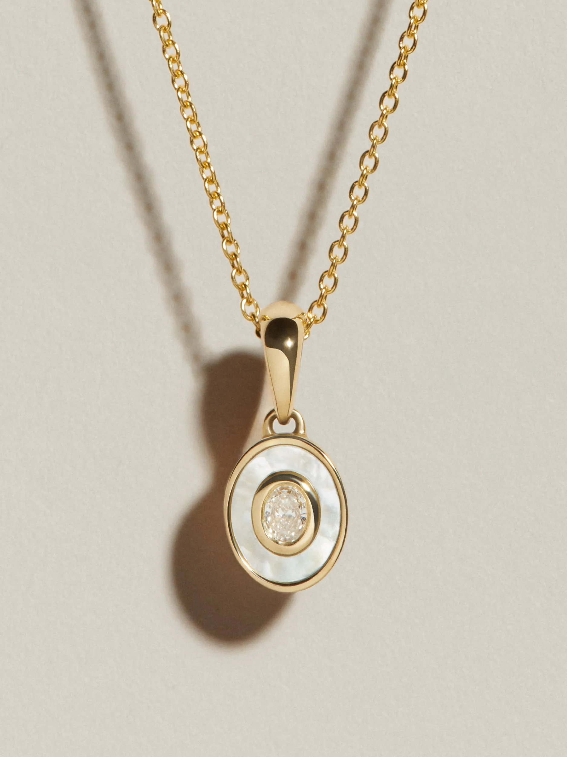 Oval Signet Pendant (MOP & Diamond) sold by J. Hannah Jewelry product image thumbnail 2