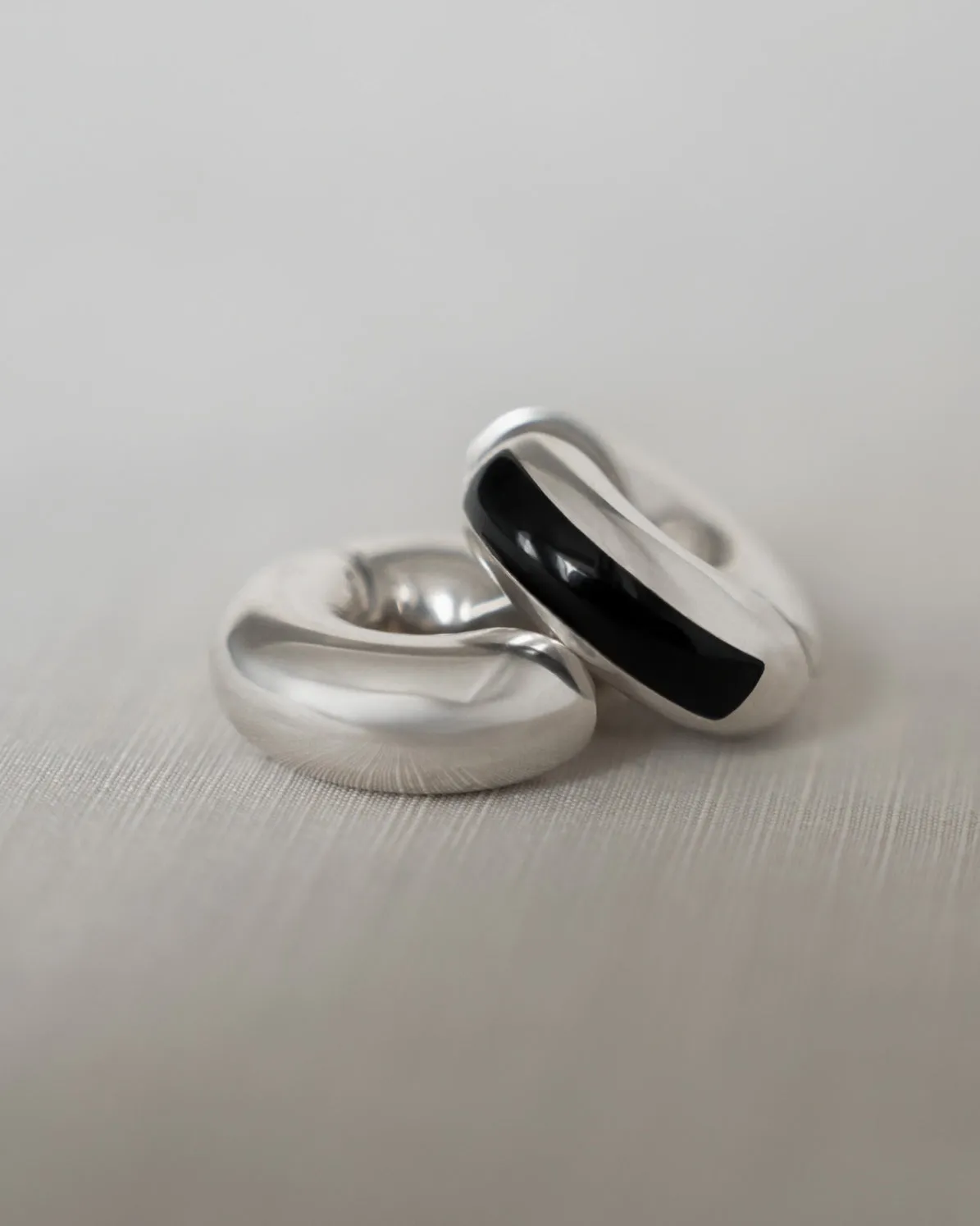 Sculpture Hoops (Onyx Inlay) sold by J. Hannah Jewelry product image thumbnail 5